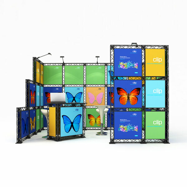cube10 029 mobiler messestand reihenstand traversen messesystem 4 x 3 m